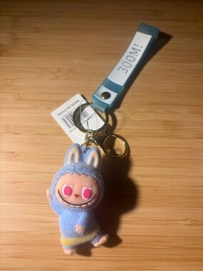 Blue Bunny Character Keychain with Wrist Strap
